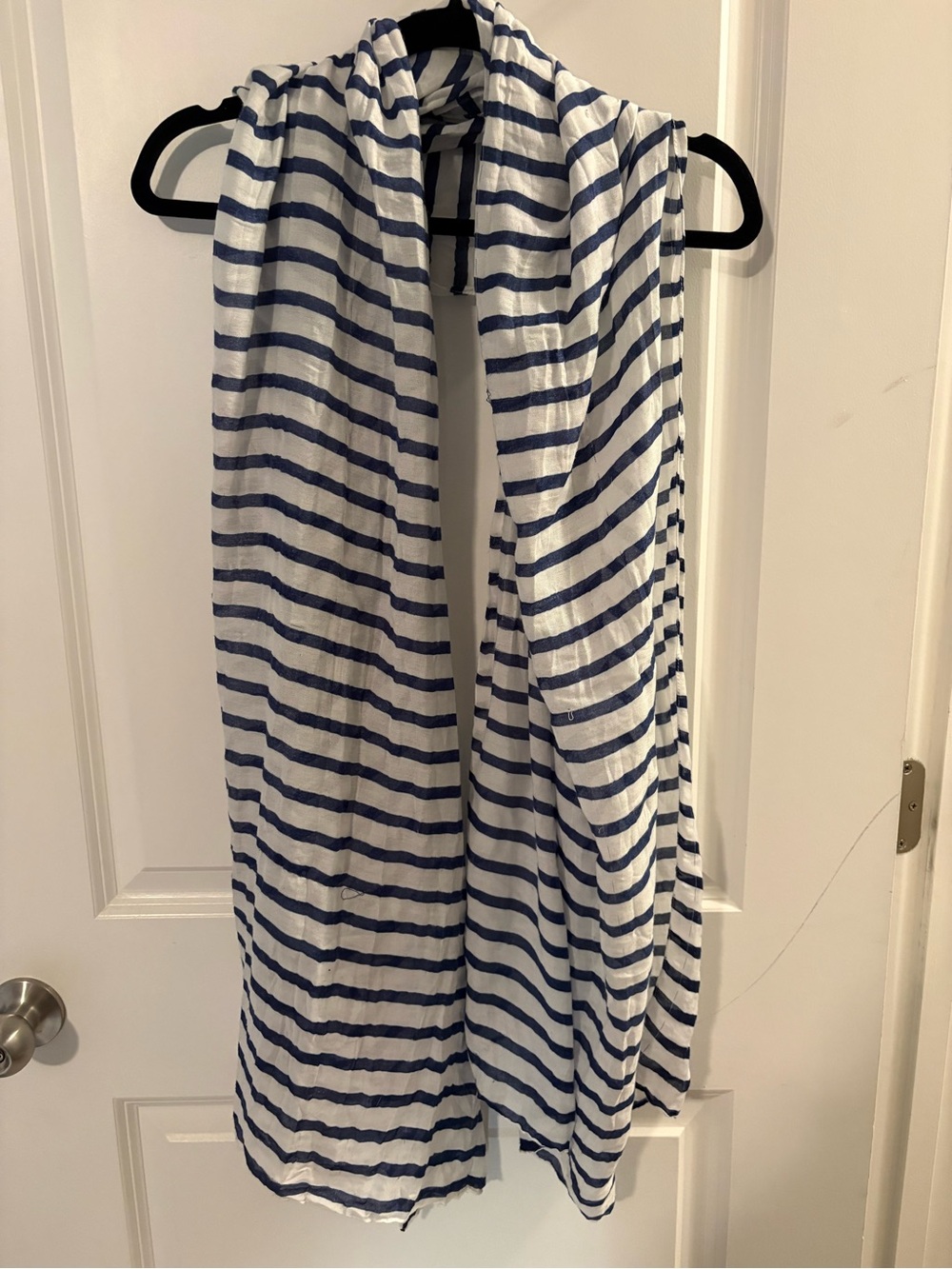 Lightweight Navy and White Striped Scarf